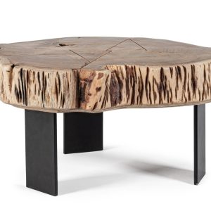 Tavolino Keval Natural 70×65: Legno Acacia Massello e Acciaio
