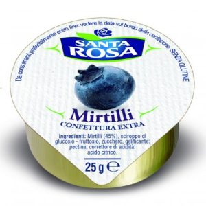 Confettura extra Santa Rosa mirtilli senza glutine monoporzioni alluminio hotel – gr. 25 x 120 pezzi