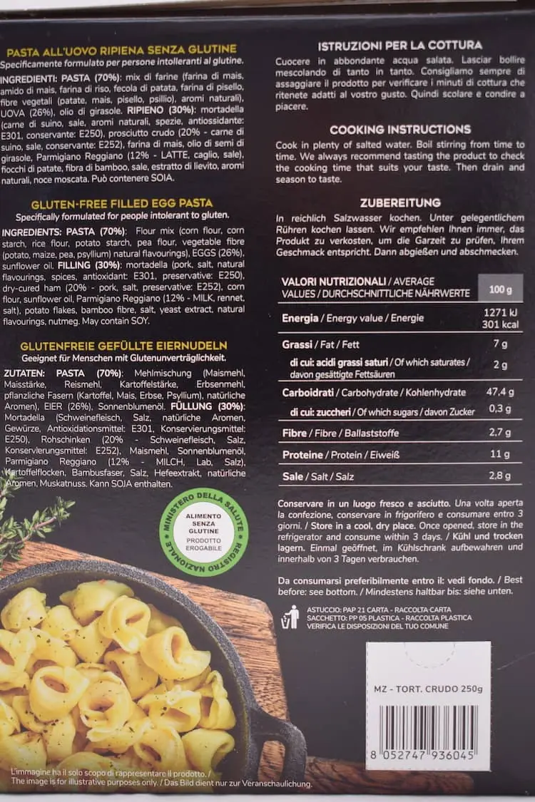 Tortellini al prosciutto crudo Massimo Zero senza glutine – gr.250 x 6 pezzi - immagine 2